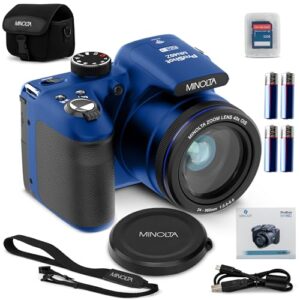 Minolta Câmera digital MN40Z 20MP – zoom óptico de 40x, vídeo FHD 1080p, LCD de 3 polegadas, Wi-Fi, detecção de rosto/sorriso/piscar – azul