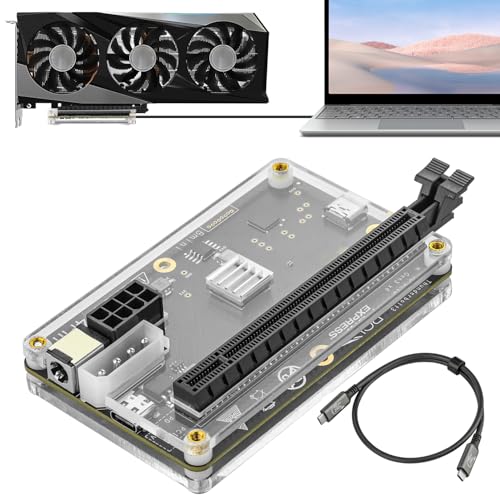 PCIE 3.0 x16 22Gbps eGPU DOCK, cabo Thunderbolt 4, compatível com GPU externa placa de vídeo NVIDIA AMD para console de laptop Windows com Thunderbolt 3/4 USB 4, alimentado por PD/8PinCPU/Molex/DC5521