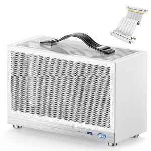 S300 – Capa para jogos – USB 3.0 frontal E/S Tipo – Porta C – Fonte de alimentação SFX 100-130 mm – Sistema de gerenciamento de cabos – placa mãe mini ITX de alumínio e portátil para PC (Cabo Riser PCIe 3.0 16X)