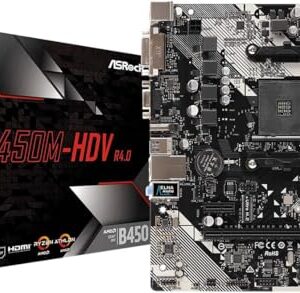 Placa mãe ASRock B450M-HDV R4.0 (AM4/DDR4/HDMI/DVI-D/M.2/6x USB 3.1) - B450M-HDV R4.0
