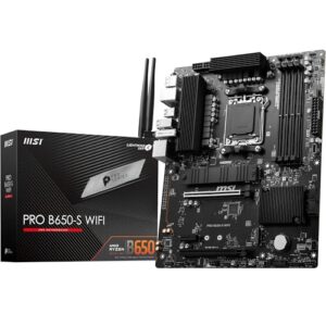 MSI Placa-mãe PRO B650-S WIFI V1 ProSeries (processadores AMD Ryzen 9000/8000/7000, AM5, DDR5, PCIe 4.0, slots M.2, SATA 6Gb/s, USB 3.2 Gen 2, HDMI/DP, Wi-Fi 6E, Bluetooth 5.3, LAN de 2,5 Gbps, ATX)