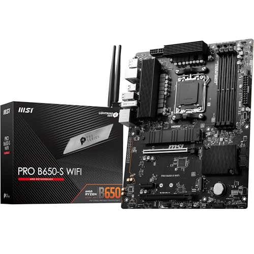 MSI Placa-mãe PRO B650-S WIFI V1 ProSeries (processadores AMD Ryzen 9000/8000/7000, AM5, DDR5, PCIe 4.0, slots M.2, SATA 6Gb/s, USB 3.2 Gen 2, HDMI/DP, Wi-Fi 6E, Bluetooth 5.3, LAN de 2,5 Gbps, ATX)
