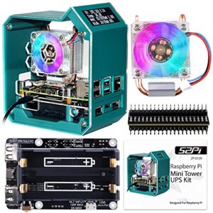 GeeekPi Capa para Raspberry Pi 4, Pi 4 Mini Torre com Cooler ICE Tower, com chapéu UPS Plus, tela OLED de 0,96 polegadas, placa de expansão GPIO 1 a 2 para Raspberry Pi 4 modelo B