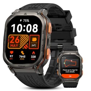 KOSPET Relógio inteligente Tank M3 Ultra com GPS, 5ATM à prova de água, bússola, pressão do ar, altitude, aço inoxidável completo, chamada Bluetooth, ecrã AMOLED sempre activo de 1,96'', voz AI