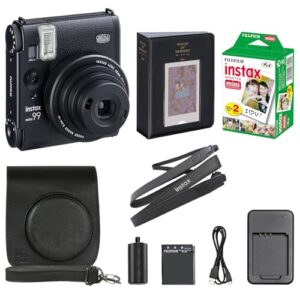 Fujifilm Câmera instantânea Instax Mini 99 com estojo de transporte + filme Fuji Instax Pacote econômico (20 folhas) Pacote de acessórios (preto)