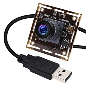 ELP Câmera USB de baixa luminosidade 2MP 1080p Sony IMX323 Módulo de câmera USB com microfone, placa de webcam integrada com lente grande angular de 2,1 mm, câmera de computador USB industrial de alta