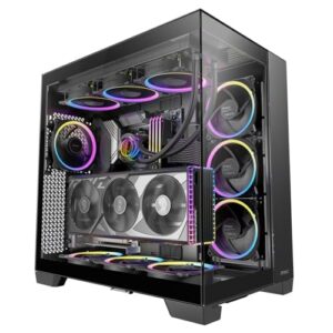 Antec C8, ventiladores não incluídos, compatível com RTX 40, câmara dupla, design sem ferramentas, tipo-C, suporte de radiador de 360 mm, painéis frontais e laterais de vidro temperado sem costura,