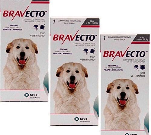 Kit Bravecto Antipulgas E Carrapatos 1400 Mg 40 A 56 Kg 3 Un