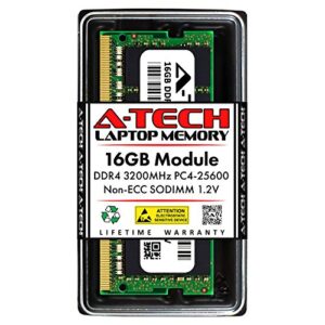 A-Tech 16GB DDR4 3200MHz SODIMM PC4-25600 Non-ECC Unbuffered CL22 1,2V 260-Pin SO-DIMM Módulo de atualização de memória RAM
