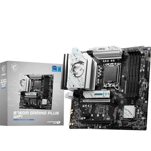 MSI Placa-mãe B760M GAMING PLUS WiFi, mATX - Suporta processadores Intel Core de 14ª, 13ª e 12ª geração, LGA 1700 - DDR5 Memory Boost 6800+MHz/OC, 1x PCIe 4.0 x16, 2 x M.2 Gen4, LAN 2.5G, Wi-Fi 6E