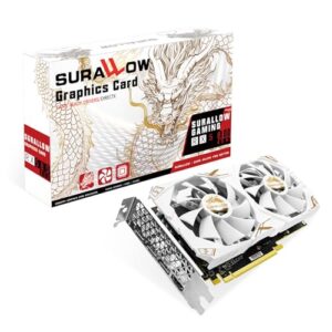 Placa de vídeo SURALLOW RX 580 de 8 GB, 2048SP, GDDR5, 256 bits para PC de jogos, PCIE 3.0, placa de vídeo de computador com ventoinhas duplas de congelamento com portas HDMI/DP
