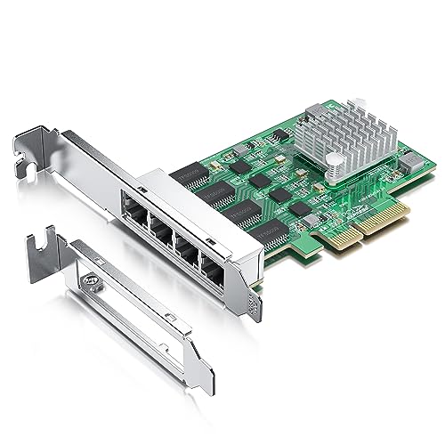 H!Fiber.com 2.5Gbase-T Pcie Nic com Chip Realtek Rtl8125, Placa de Rede de 2,5 Gb, 2500/1000/100 Mbps, Portas Quad Rj45, Pcie X4, Placa Ethernet para Windows/Windows Server/Linux