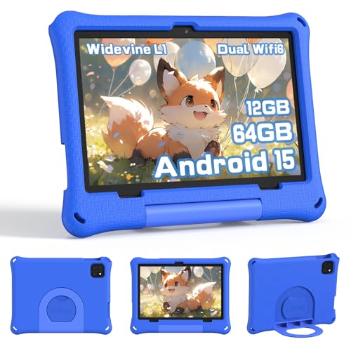 CALLSKY-NOTE Tablet infantil, tablet Android 15 atualizado para crianças Octa-Core de 10 polegadas, 12 GB + 64 GB + 2 TB de armazenamento expansível, capa EVA, controle parental, aplicativos infantis