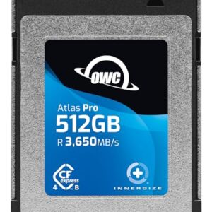 OWC Cartão de memória CFexpress 4.0 tipo B de alto desempenho Atlas Pro de 512 GB, nível profissional, gravação de até 3000 MB/s, leitura de 3650 MB/s, captura vídeo de alta taxa de bits de até 6K