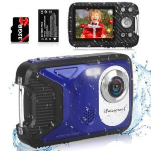 Câmera digital à prova d'água com cartão de 32 GB HD 1080p 36 MP câmera digital subaquática para crianças, adolescentes, estudantes, meninos e meninas (vermelho)