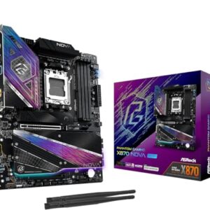 ASRock Placa mãe X870 Nova WiFi AM5 | AMD Ryzen 9000/8000/7000 | DDR5 8400+ (OC) | Dual USB4 | PCIe 5.0 | WiFi 7 | 18+2+1 Power Phase | LAN 5GbE