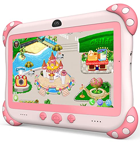 Tablet infantil de 7 polegadas para crianças, WiFi, tablets infantis 32G, Android 10, câmera dupla, jogos educativos, controle parental, tablet infantil com software infantil pré-instalado à prova de