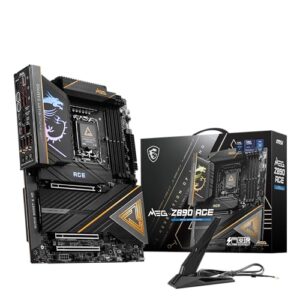 MSI Placa mãe MEG Z890 ACE para jogos (suporta processadores Intel Core Ultra Series 2, LGA 1851, DDR5, PCIe 5.0, M.2, SATA, LAN de 10 Gbps, USB Type-C, Wi-Fi 7, Bluetooth 5.4, Thunderbolt 4, ATX)