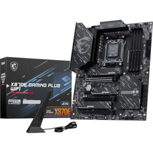 MSI Placa-mãe X870E Gaming Plus WiFi, ATX - Suporta processadores AMD Ryzen 9000/8000/7000, AM5-60A SPS VRM, DDR5 Memory Boost 8200+ MT/s (OC), PCIe 5.0 x16 e 4.0 x4, M.2 Gen5, Wi-Fi 7, 5G LAN