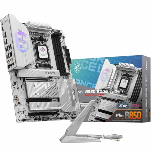 MSI Placa-mãe MPG B850 Edge TI WiFi, ATX - Suporta processadores AMD Ryzen 9000/8000/7000, AM5-80A SPS VRM, DDR5 Memory Boost (8400+MT/s OC), PCIe 5.0 x16, M.2 Gen5, Wi-Fi 7, 5G LAN