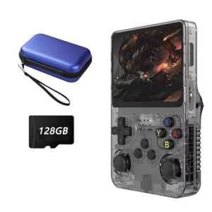 R36S 128GB Console de jogos portátil retrô,mais de 39.000 jogos,r36s console portatil，chip RK3326 integrado,usando sistema Arkos 2.0,3500 mAh,r36s video game portatil (preto)