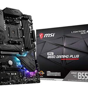 MSI Placa-mãe para jogos MPG B550 Gaming Plus V1 (AMD Ryzen 5000, AM4, DDR4, PCIe 4.0, SATA 6Gb/s, M.2, USB 3.2 Gen 2, HDMI/DP, ATX)