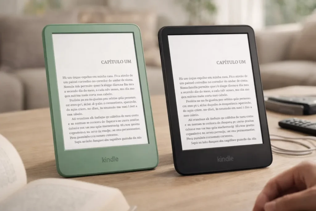 Kindle 16 GB Verde vs Kindle 16 GB Preta: o que muda na cor?