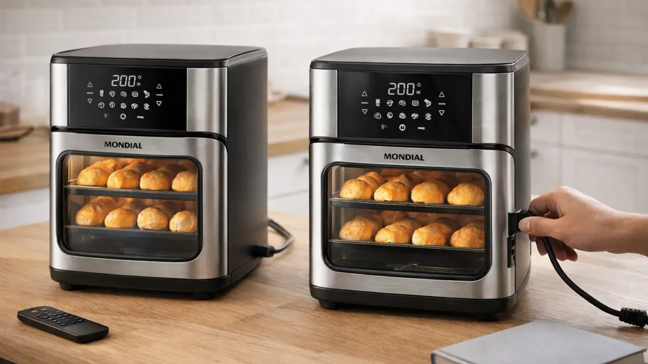 Mondial Fritadeira Air Fryer Forno Oven 12L, Preto/Inox, 2000W, 110V vs Mondial Fritadeira Air Fryer Forno Oven 12L, Preto/Inox, 2000W, 220V: Diferenças de voltagem que impactam na escolha