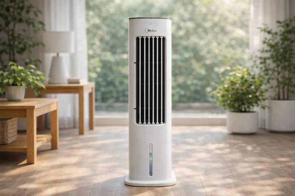 Climatizador de Ar Digital Midea 127V com 3 modos de ventilação, em oferta na Amazon
