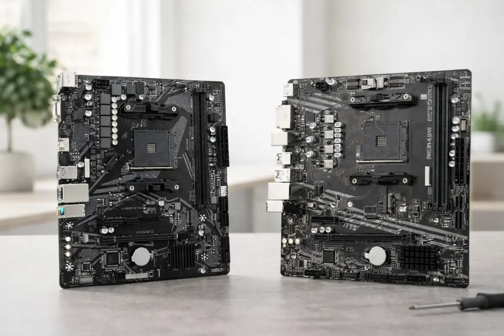 Placa Mãe Gigabyte A520M K V2 vs Placa Mãe ASRock B450M Steel Legend: o que muda no uso diário?