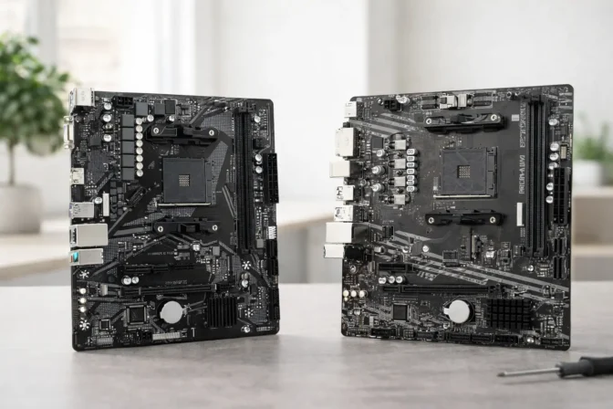 Placa Mãe Gigabyte A520M K V2 vs Placa Mãe ASRock B450M Steel Legend: o que muda no uso diário?