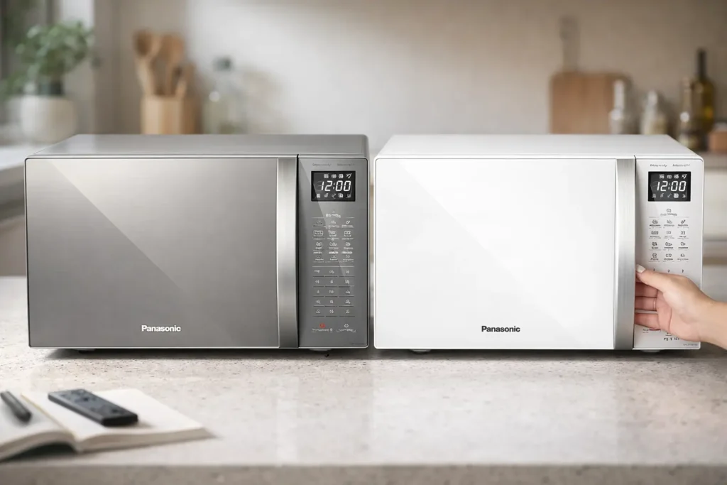 Panasonic Micro-ondas Inox vs Branco: o que muda no uso diário