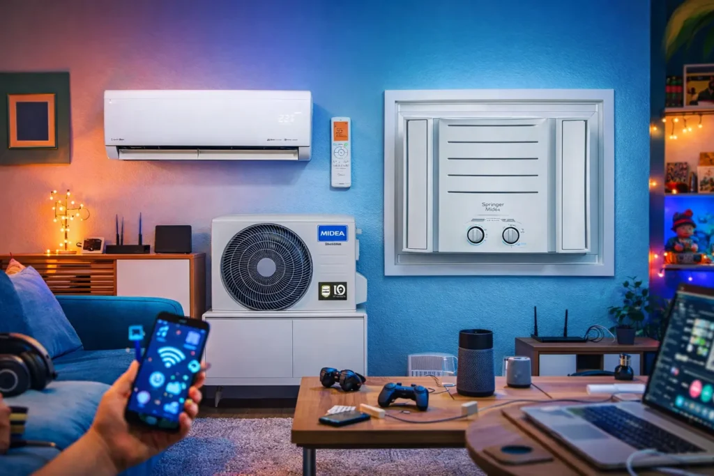 Ar Condicionado 12000 Btus Split Hi Wall Inverter Midea vs Ar-condicionado de Janela Springer Midea Mecânico: Diferenças de desempenho