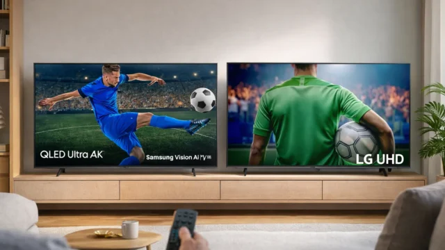 Samsung Vision AI TV 43" QLED Ultra 4K vs Smart TV 4K 50" LG UHD: o que muda na experiência de uso