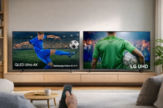 Samsung Vision AI TV 43" QLED Ultra 4K vs Smart TV 4K 50" LG UHD: o que muda na experiência de uso