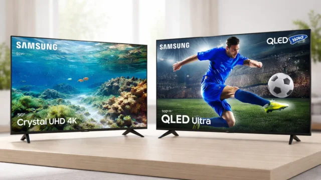 Samsung Smart TV 50" Crystal UHD 4K U8100F vs Samsung Vision AI TV 55" QLED ULTRA 4K QEF1: as 3 diferenças que pesam