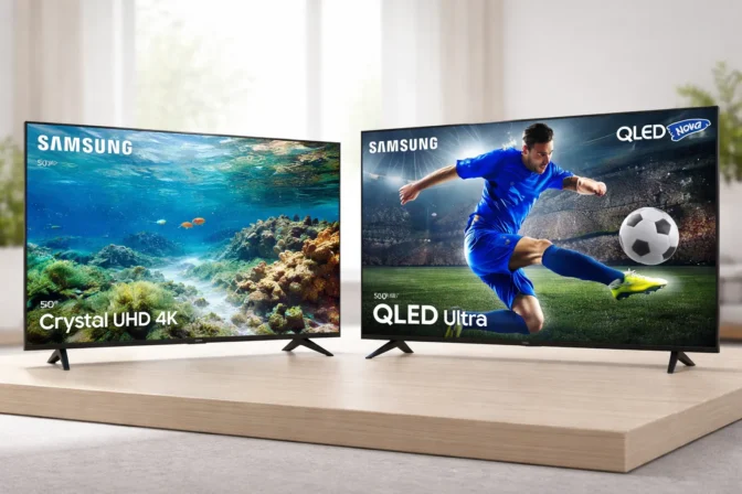 Samsung Smart TV 50" Crystal UHD 4K U8100F vs Samsung Vision AI TV 55" QLED ULTRA 4K QEF1: as 3 diferenças que pesam