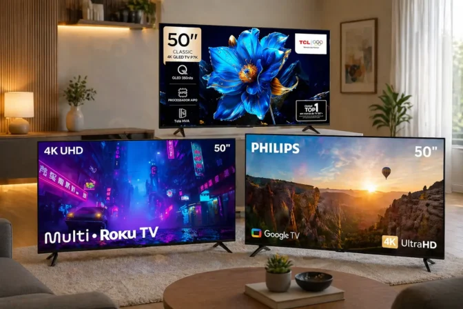 Smart TVs 50" 4K: 3 opções para melhorar seu entretenimento em casa
