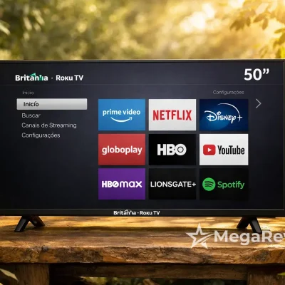Smart TV 50" Britânia Roku com 5% OFF e preta na Amazon
